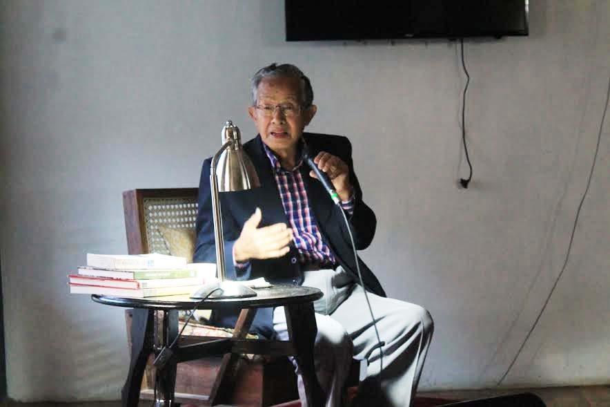 Peace Activist Niketu Iralu speaking at the Cafe Conversations series of Global Shapers, Kohima Hub on March 4 in Kohima.